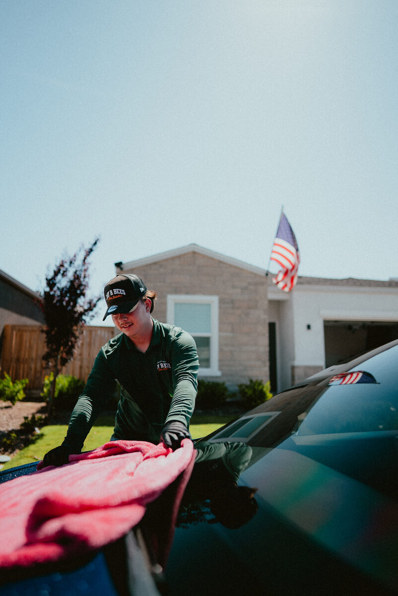 Drying a vehicle in a driveway