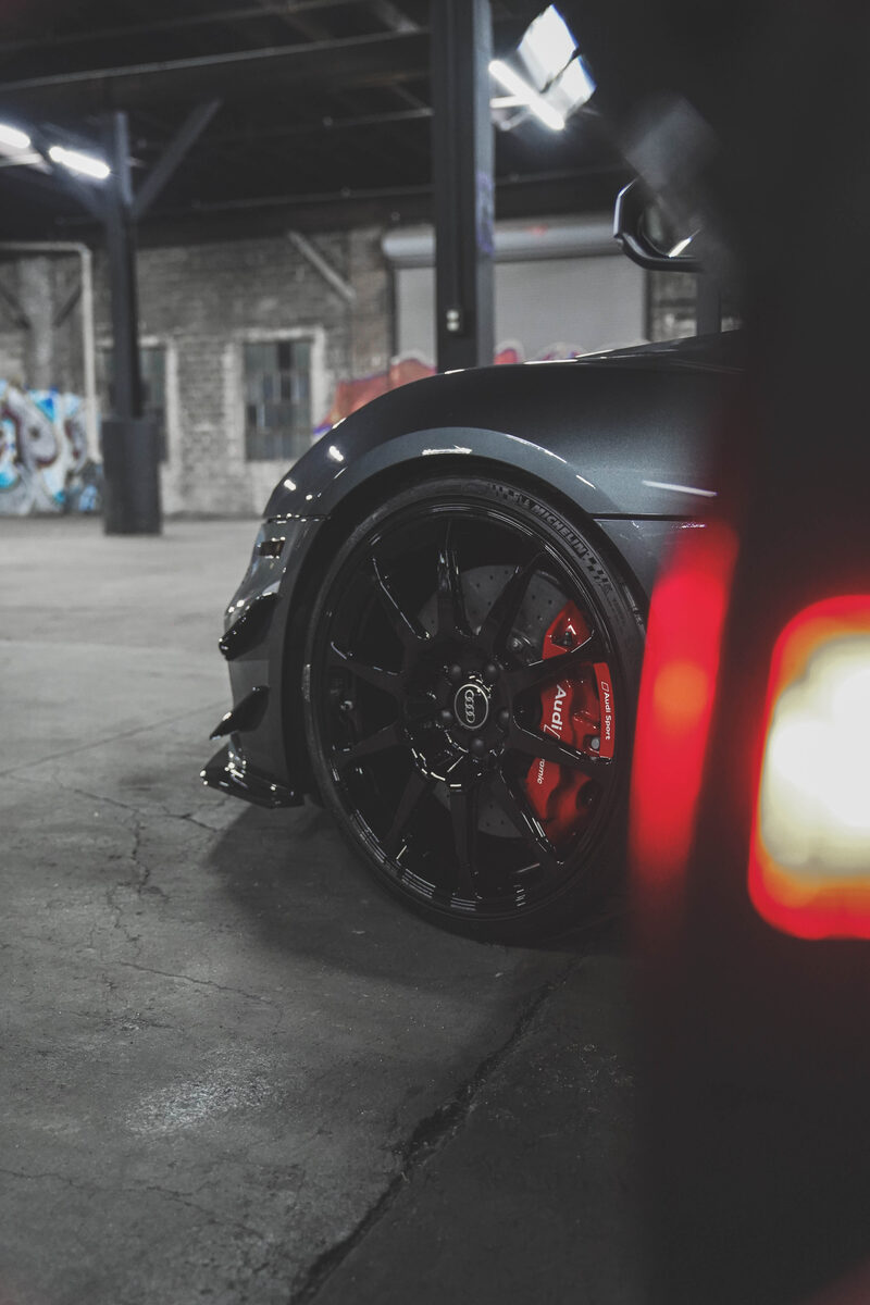 Black car in studio