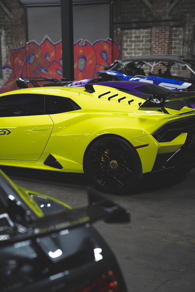 Exotic car in a detailing studio