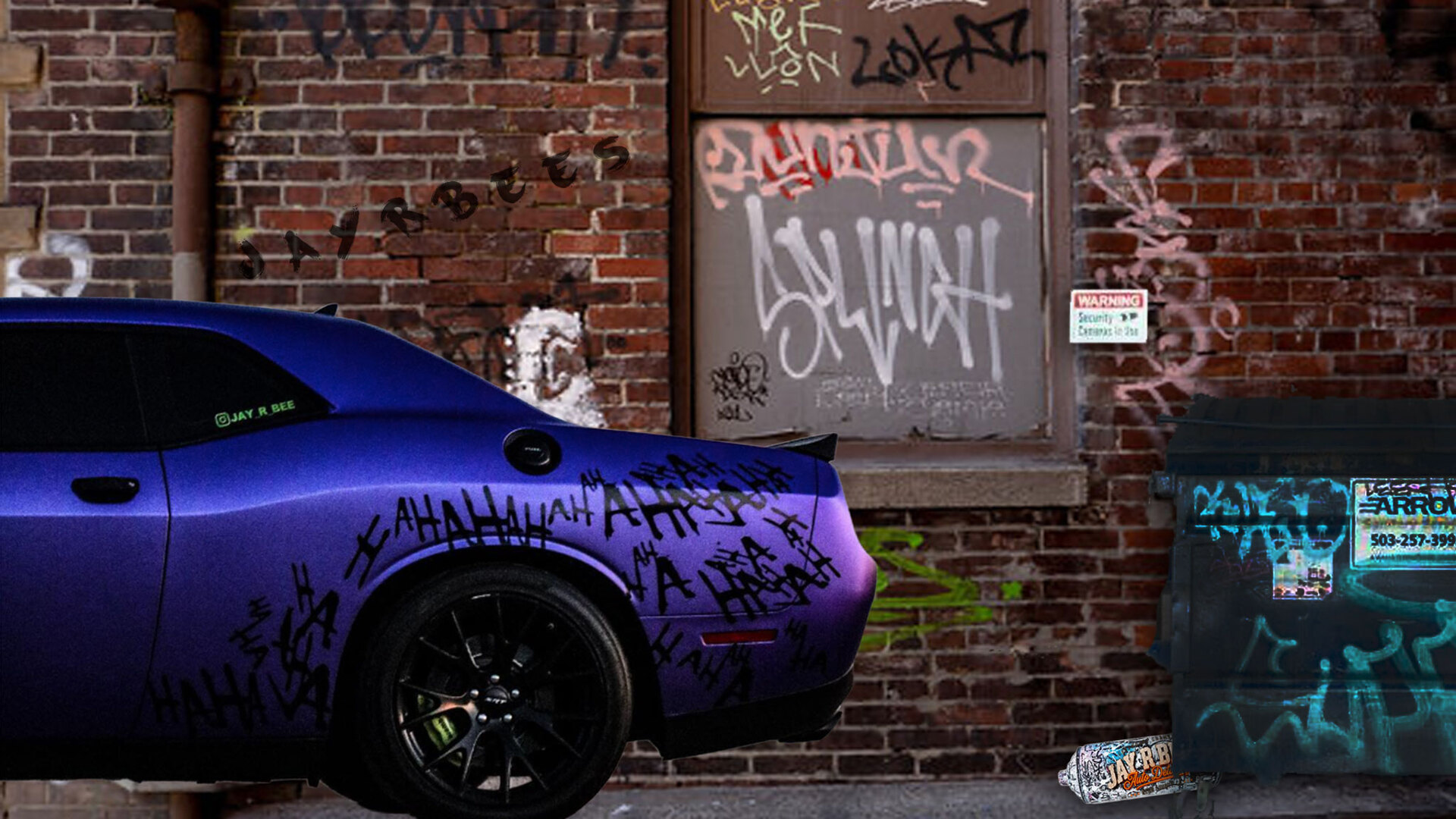 Jay R Bees detailed Dodge Challenger in a graffiti alley